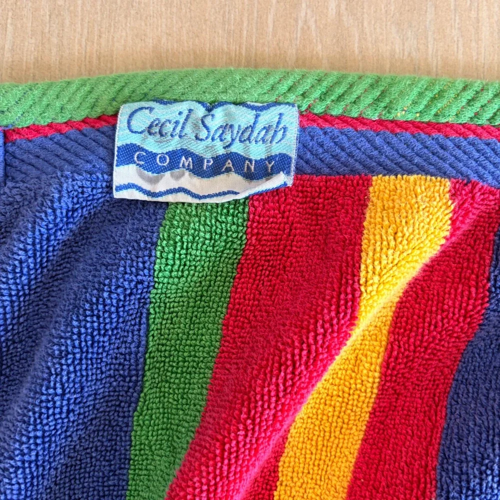Cecil Saydah Company Vintage Striped Beach Towel 100% Cotton Multi-Color 31x61
